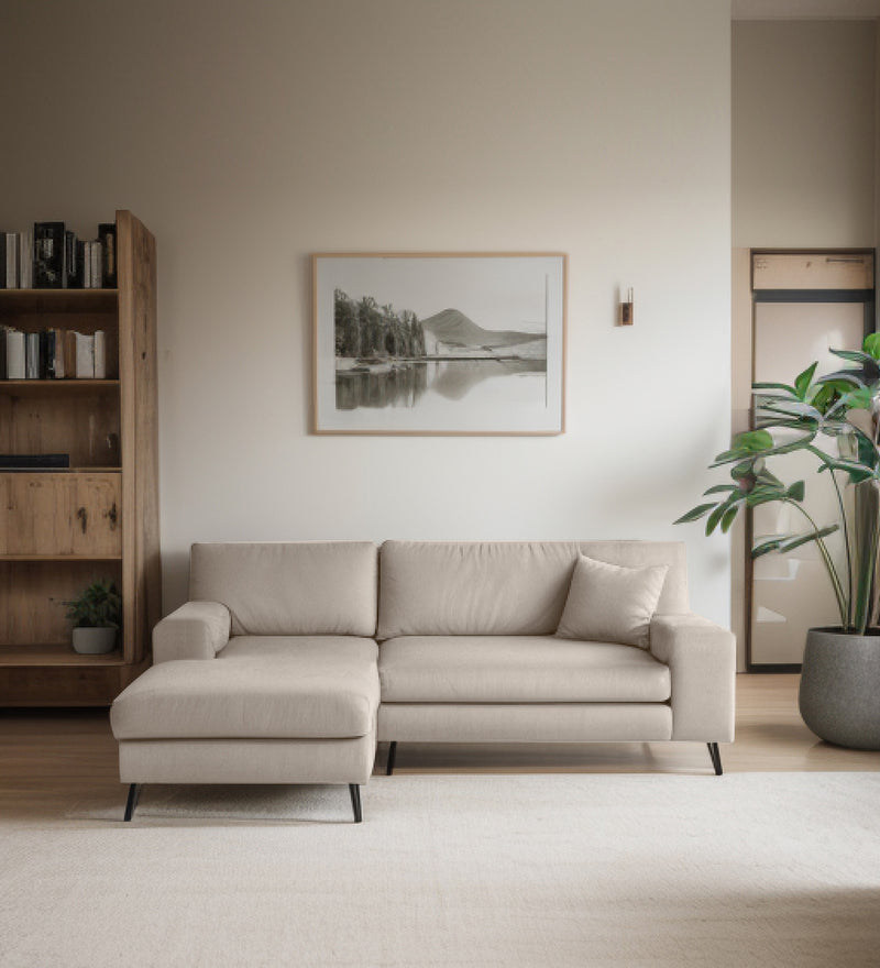 Ohana Velvet LHS Compact 5 Seater Sectional Fabric Sofa