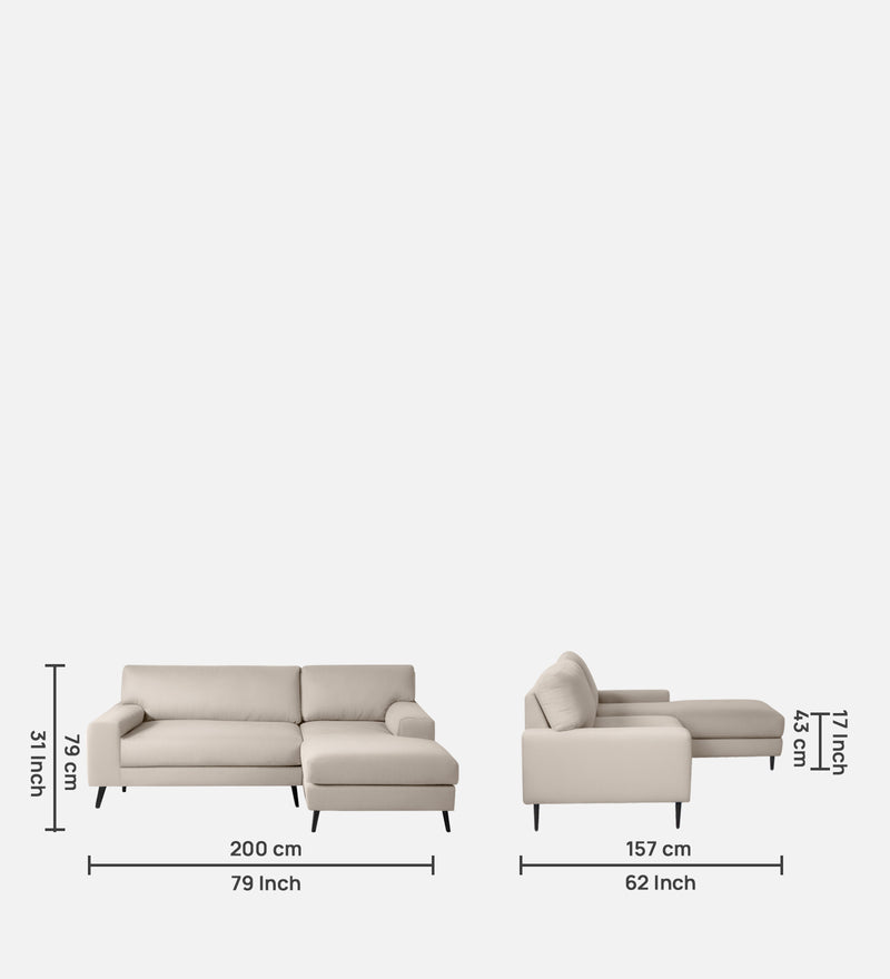 Ohana Velvet RHS Compact 5 Seater Sectional Fabric Sofa