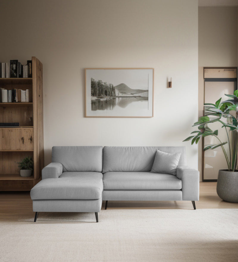 Ohana Velvet LHS Compact 5 Seater Sectional Fabric Sofa