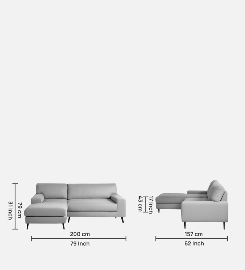 Ohana Velvet LHS Compact 5 Seater Sectional Fabric Sofa