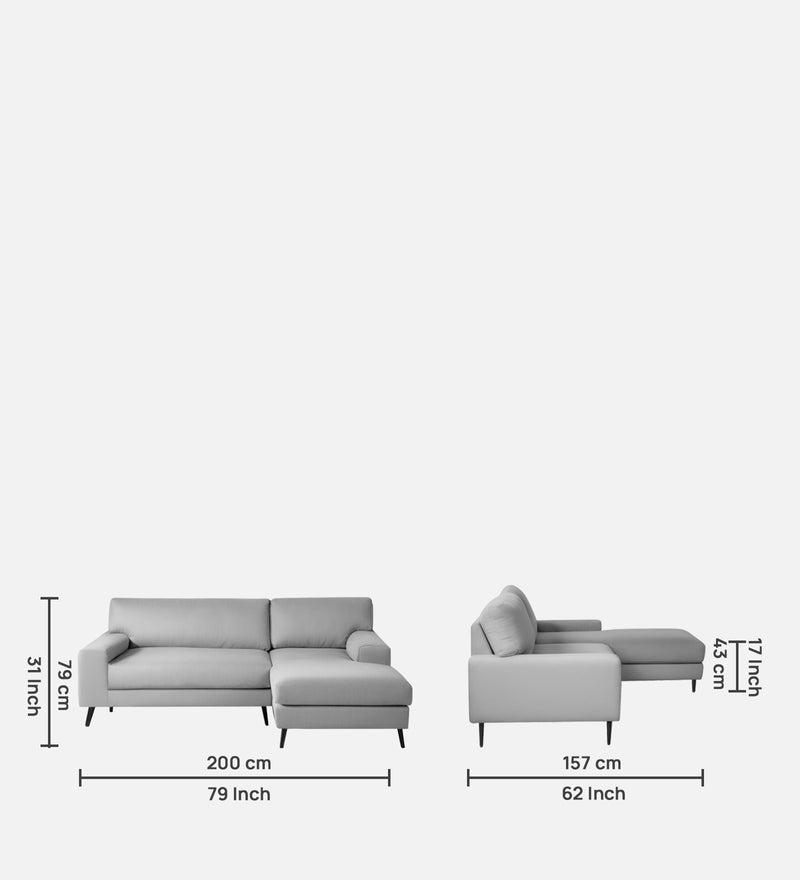 Ohana Velvet RHS Compact 5 Seater Sectional Fabric Sofa