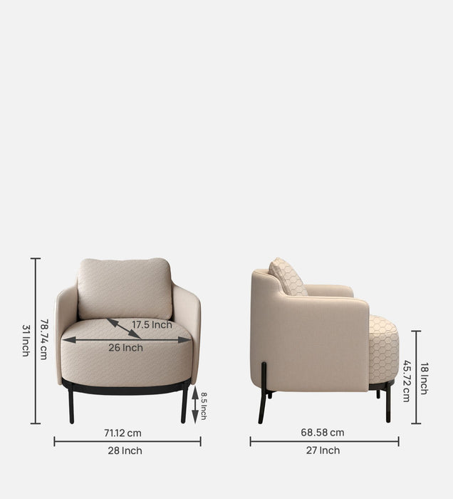 Olivia Velvet Lounge Chair In hexaplush sand & Velvet Sand Colour