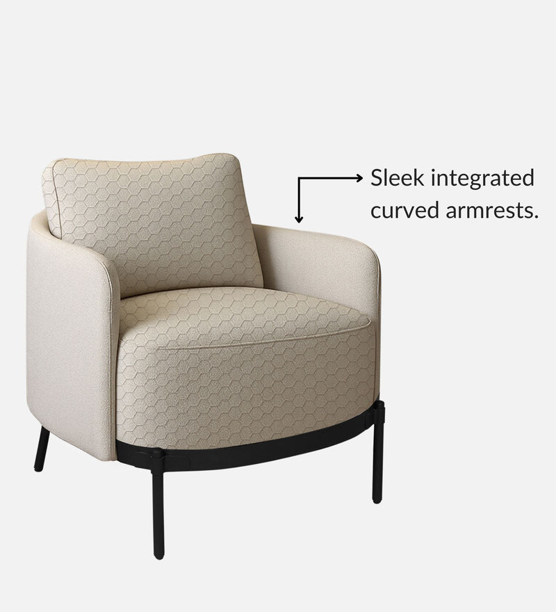 Olivia Velvet Lounge Chair In hexaplush sand & Velvet Sand Colour