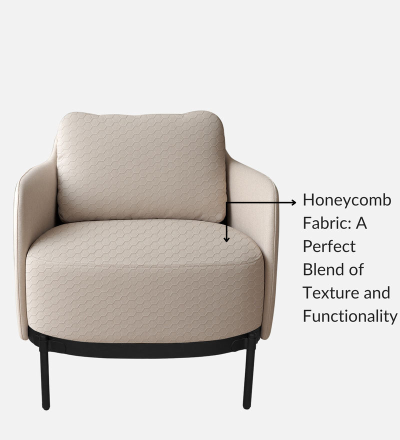 Olivia Velvet Lounge Chair In hexaplush sand & Velvet Sand Colour