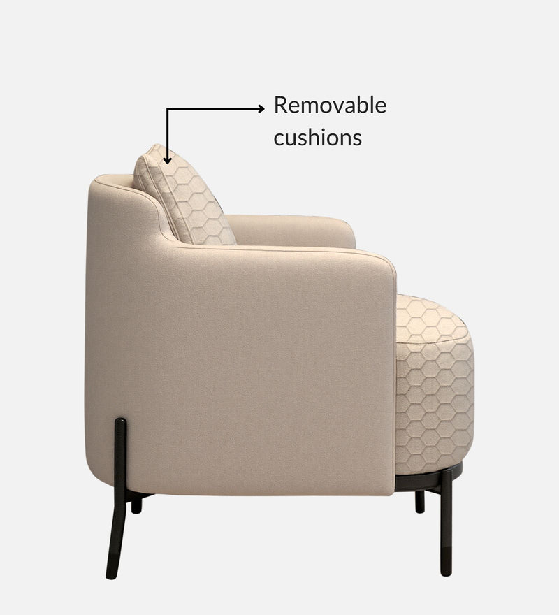 Olivia Velvet Lounge Chair In hexaplush sand & Velvet Sand Colour