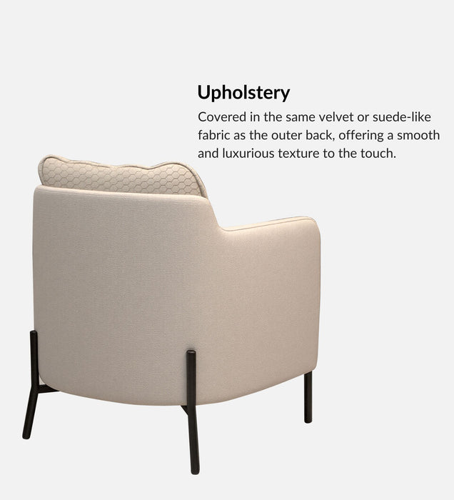 Olivia Velvet Lounge Chair In hexaplush sand & Velvet Sand Colour