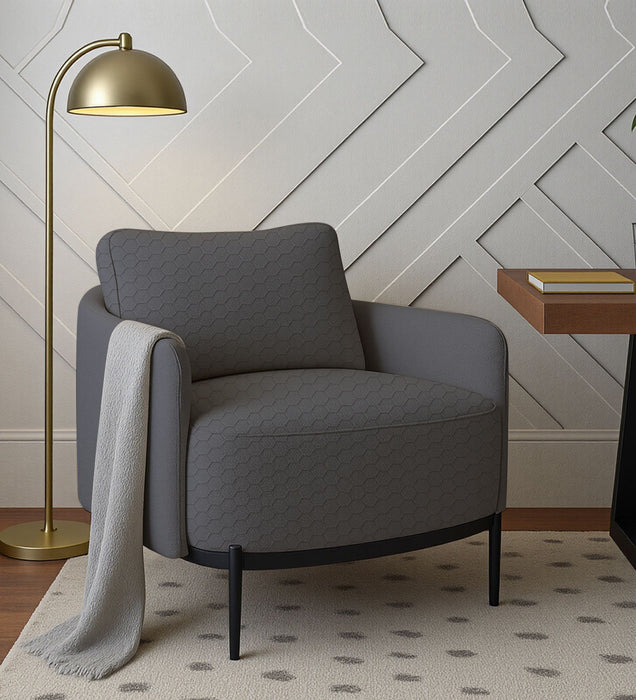 Olivia Velvet Lounge Chair In HexaPlush Grey & Velvet Stone Grey Colour