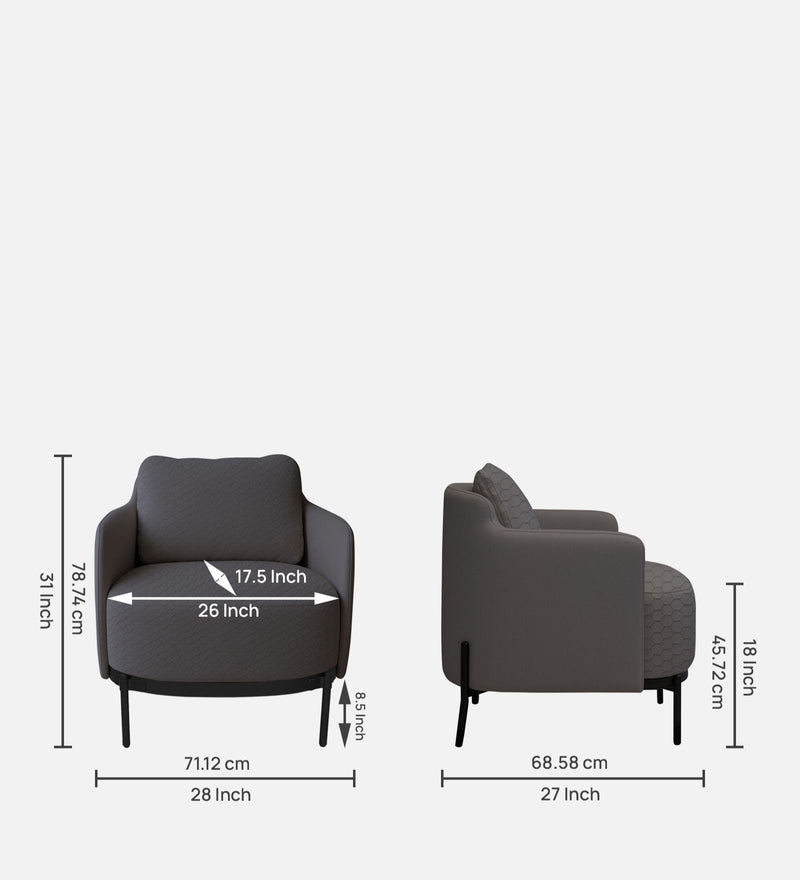 Olivia Velvet Lounge Chair In HexaPlush Grey & Velvet Stone Grey Colour