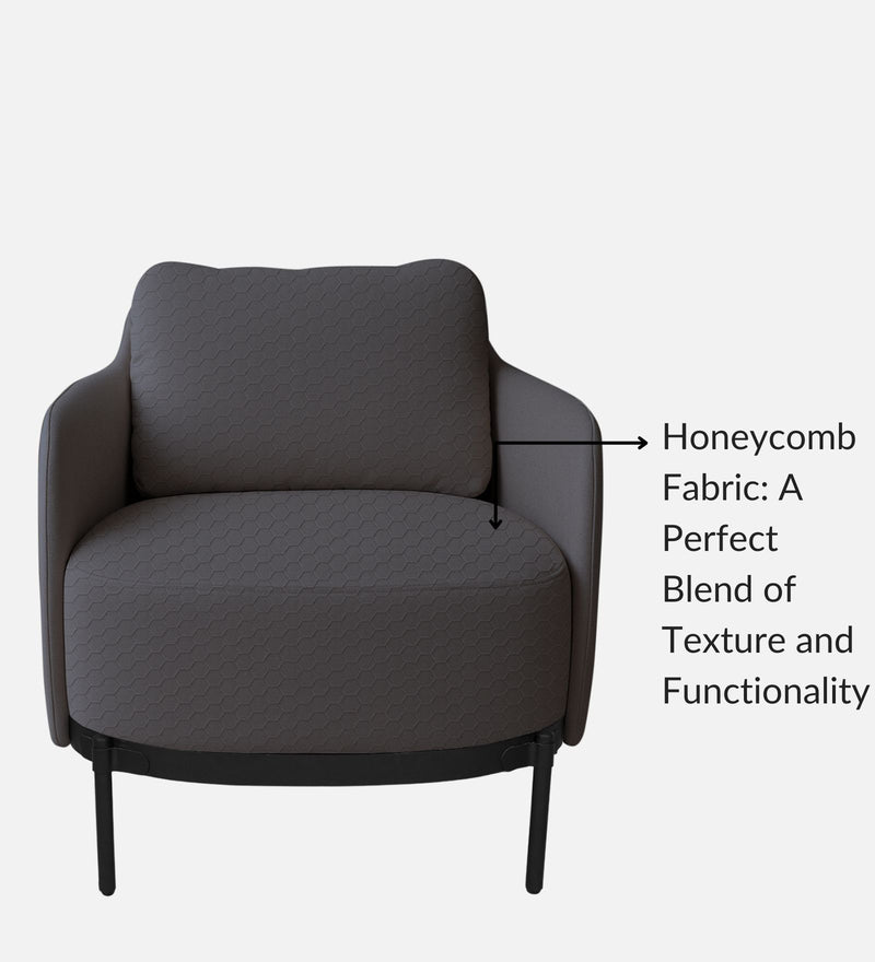 Olivia Velvet Lounge Chair In HexaPlush Grey & Velvet Stone Grey Colour