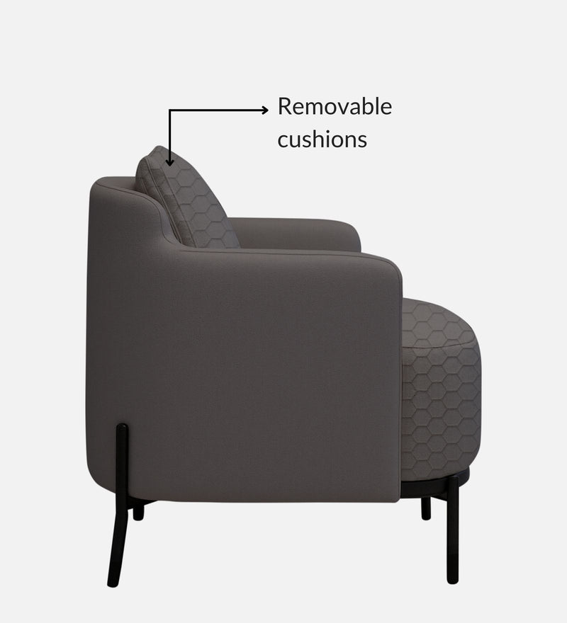 Olivia Velvet Lounge Chair In HexaPlush Grey & Velvet Stone Grey Colour