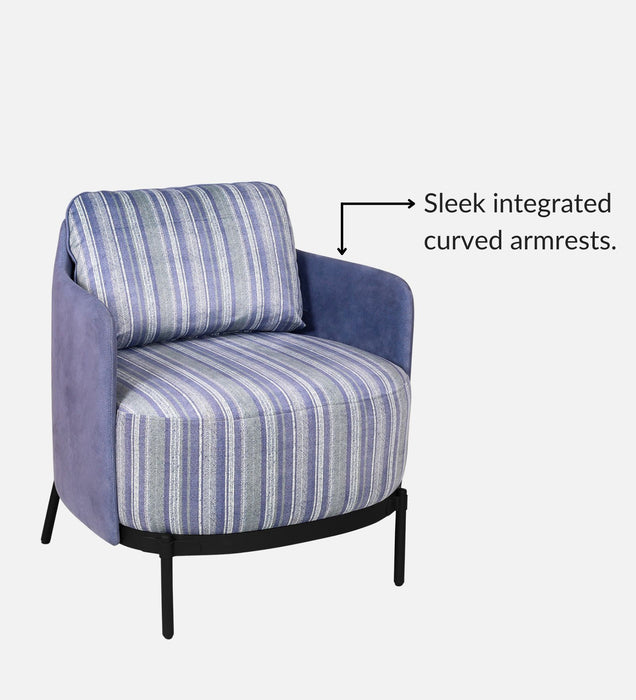 Olivia Fabric Lounge Chair In Pinstripe Blue & Twilight Blue Colour