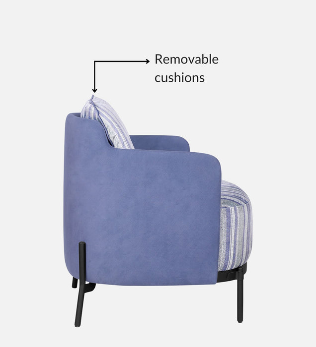 Olivia Fabric Lounge Chair In Pinstripe Blue & Twilight Blue Colour