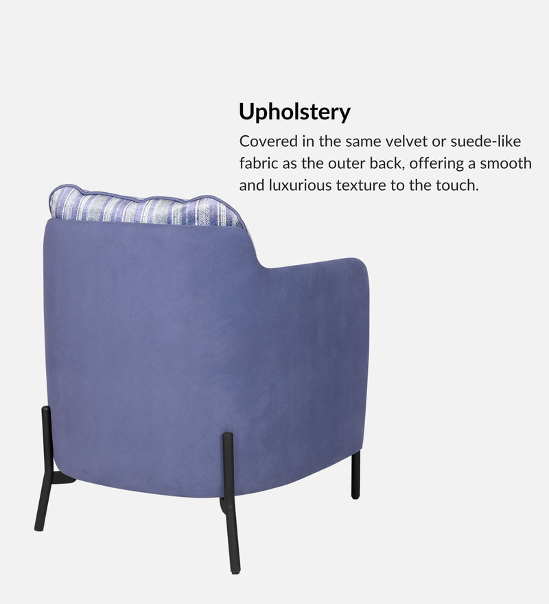 Olivia Fabric Lounge Chair In Pinstripe Blue & Twilight Blue Colour