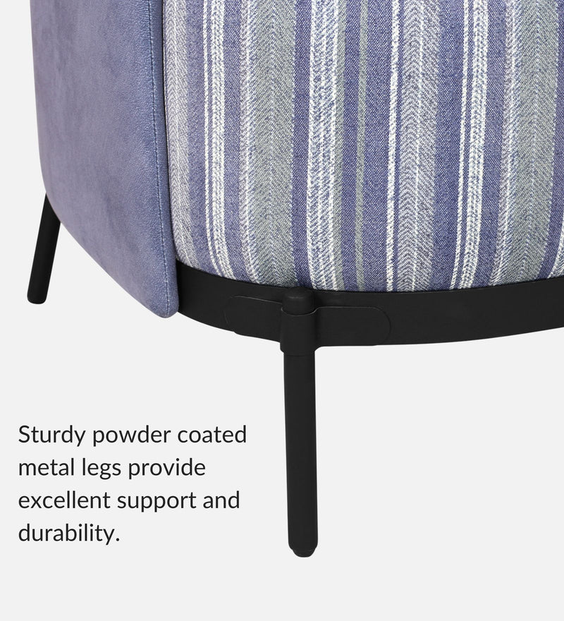 Olivia Fabric Lounge Chair In Pinstripe Blue & Twilight Blue Colour