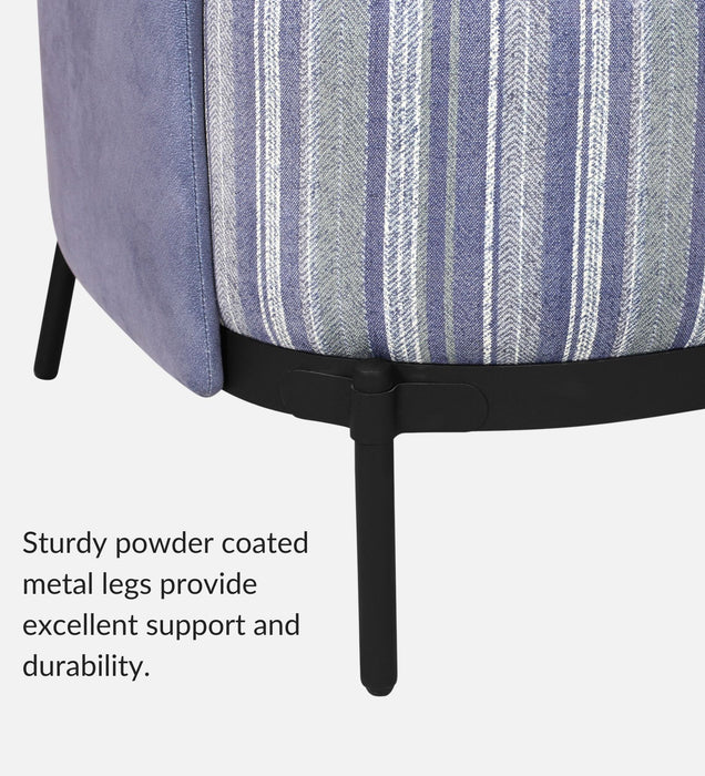 Olivia Fabric Lounge Chair In Pinstripe Blue & Twilight Blue Colour