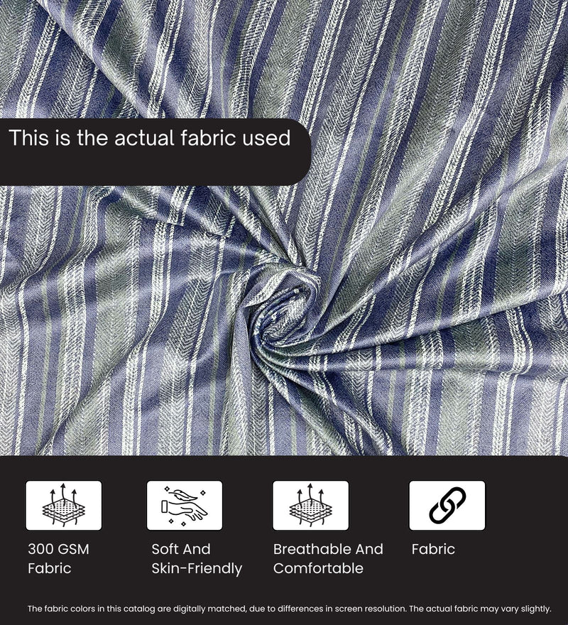 Olivia Fabric Lounge Chair In Pinstripe Blue & Twilight Blue Colour