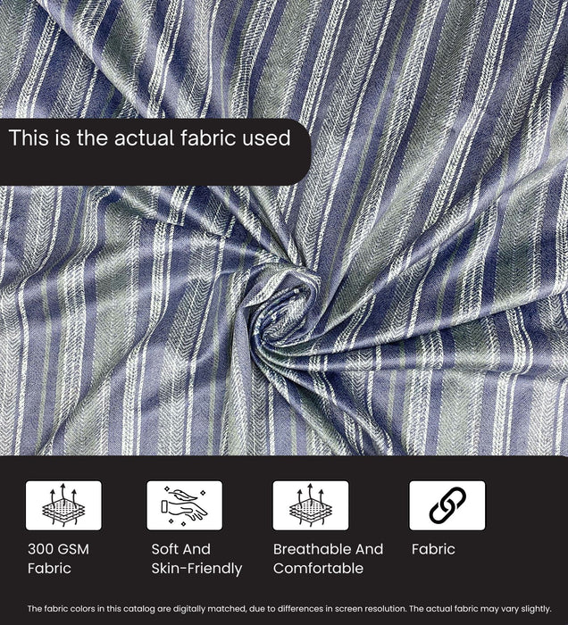 Olivia Fabric Lounge Chair In Pinstripe Blue & Twilight Blue Colour