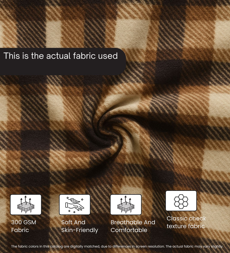 Olivia Fabric Lounge Chair In Rustic Tartan & Clay Hide Colour