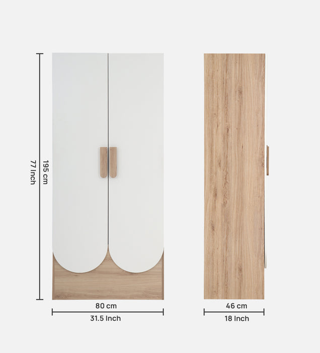 Opera 2 Door Wardrobe In Oak & Frosty White Colour