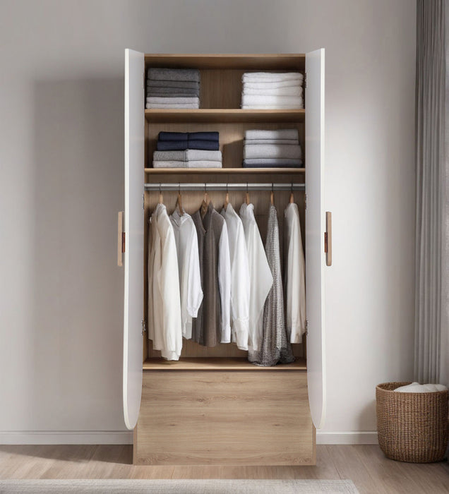 Opera 2 Door Wardrobe In Oak & Frosty White Colour