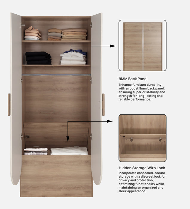 Opera 2 Door Wardrobe In Oak & Frosty White Colour