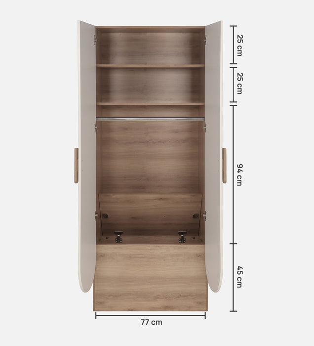 Opera 2 Door Wardrobe In Oak & Frosty White Colour