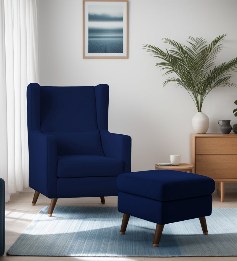 Opulence Velvet Wing Chair With Ottoman