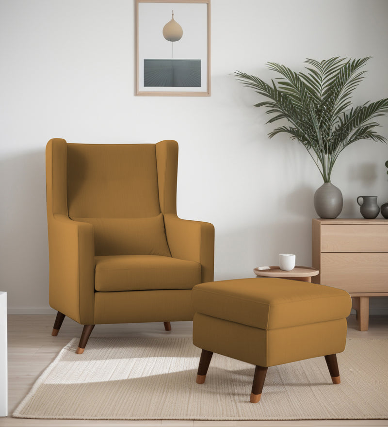 Opulence Velvet Wing Chair With Ottoman