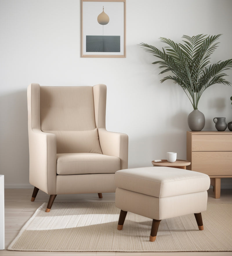 Opulence Velvet Wing Chair With Ottoman