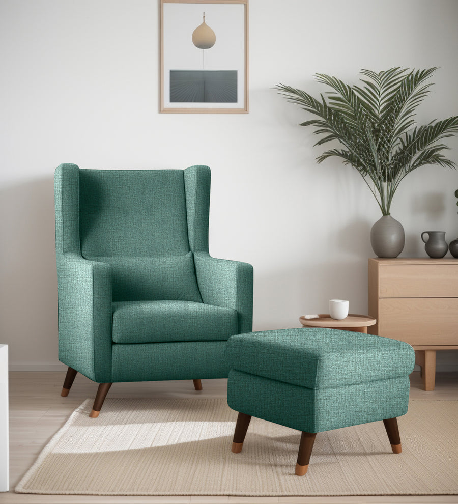 Opulence Fabric Wing Chair With Ottoman