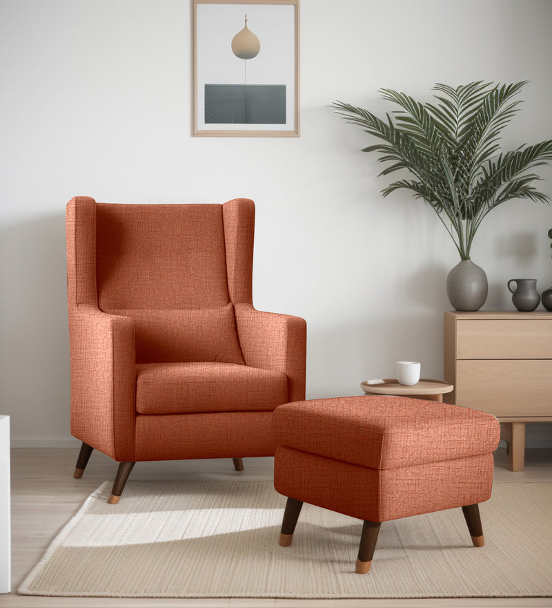 Opulence Fabric Wing Chair With Ottoman