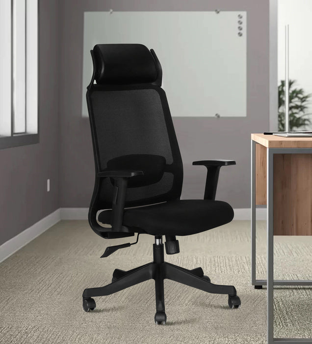 Orion Breathable Mesh Ergonomic Chair in Black Colour with Headrest