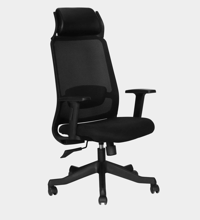 Orion Breathable Mesh Ergonomic Chair in Black Colour with Headrest