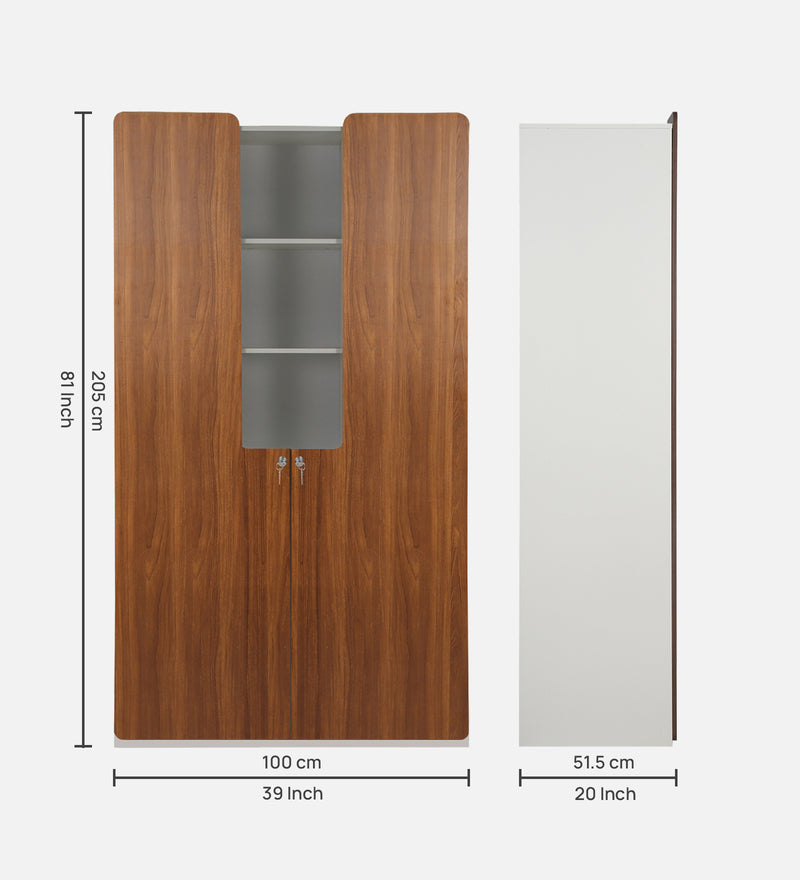 Oscar 2 Door Wardrobe In White & Teak Colour