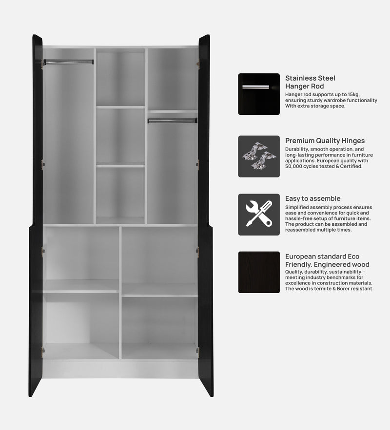 Oscar 2 Door Wardrobe In White & Wenge Colour