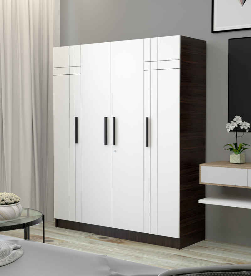 Mustang 4 Door Wardrobe 2 Tone In Dark Maple & Frosty White Colour