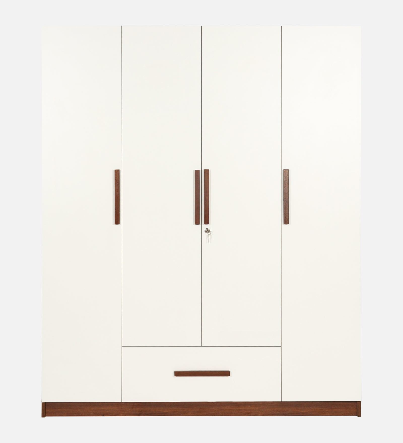 Ozone 4 Door Wardrobe With Drawer without Mirror In Milky Teak