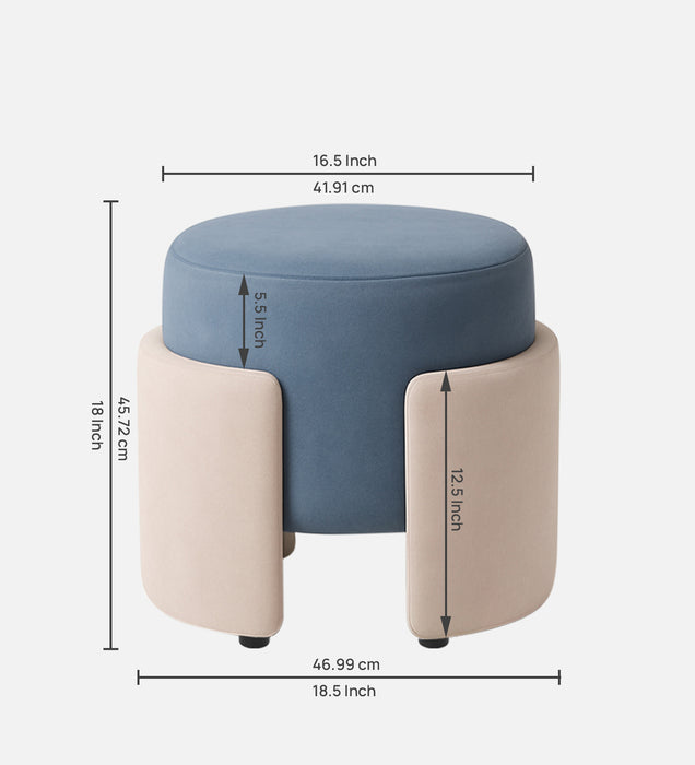 Paradiso Velvet Pouffe In Baltic Blue & Camel Beige Colour