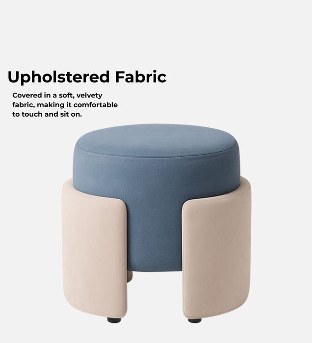 Paradiso Velvet Pouffe In Baltic Blue & Camel Beige Colour