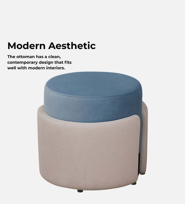 Paradiso Velvet Pouffe In Baltic Blue & Camel Beige Colour