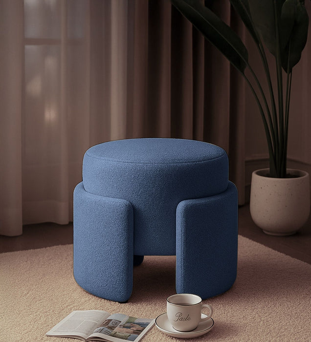 Paradiso Fabric Pouffe In Denim Blue Colour
