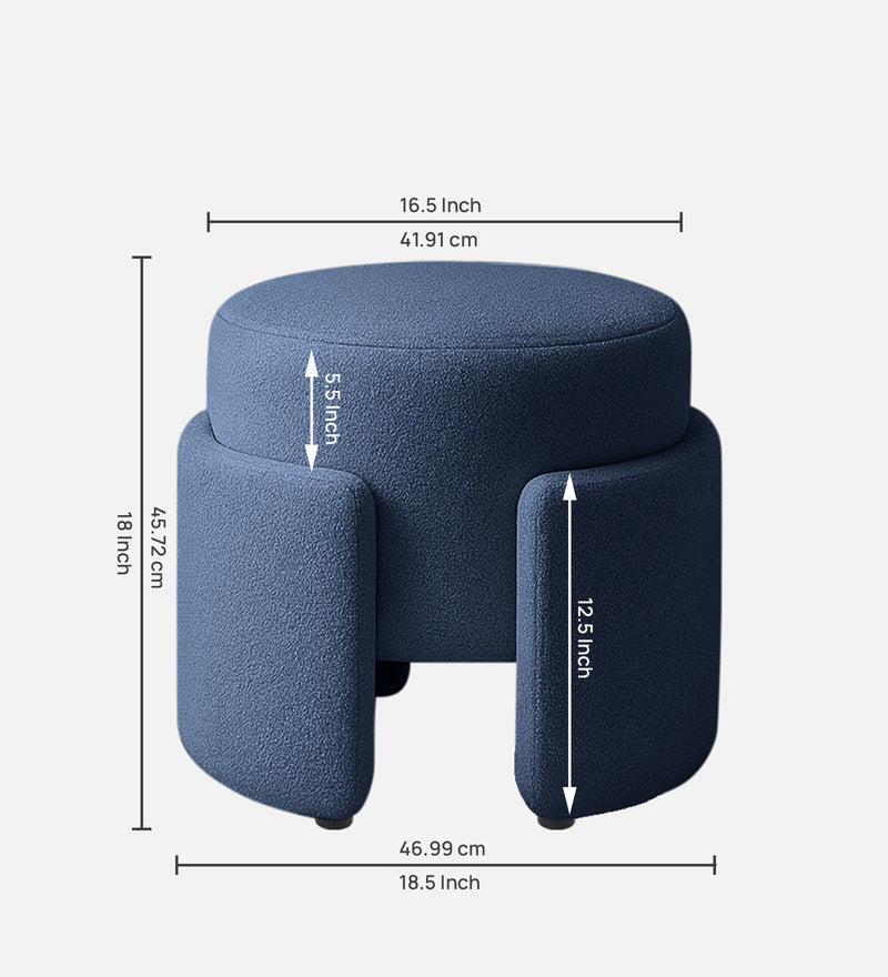 Paradiso Fabric Pouffe In Denim Blue Colour
