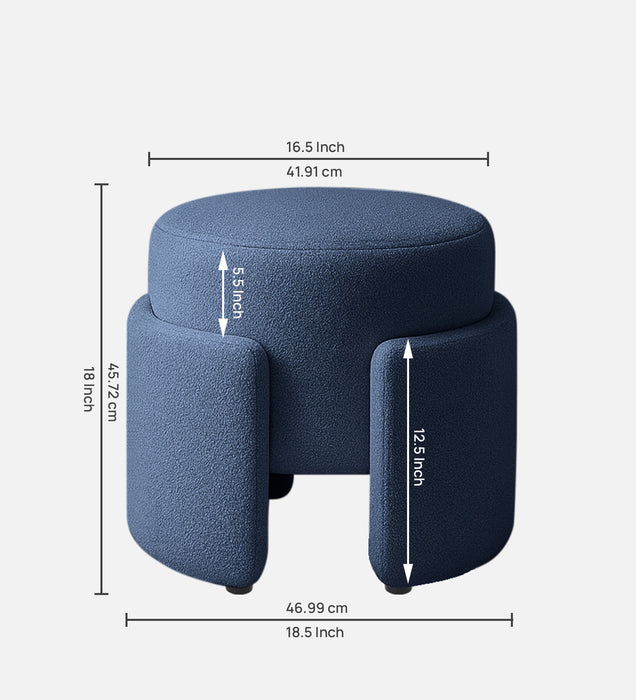 Paradiso Fabric Pouffe In Denim Blue Colour