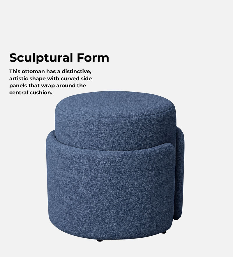 Paradiso Fabric Pouffe In Denim Blue Colour