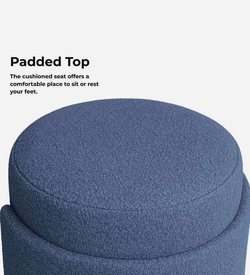 Paradiso Fabric Pouffe In Denim Blue Colour