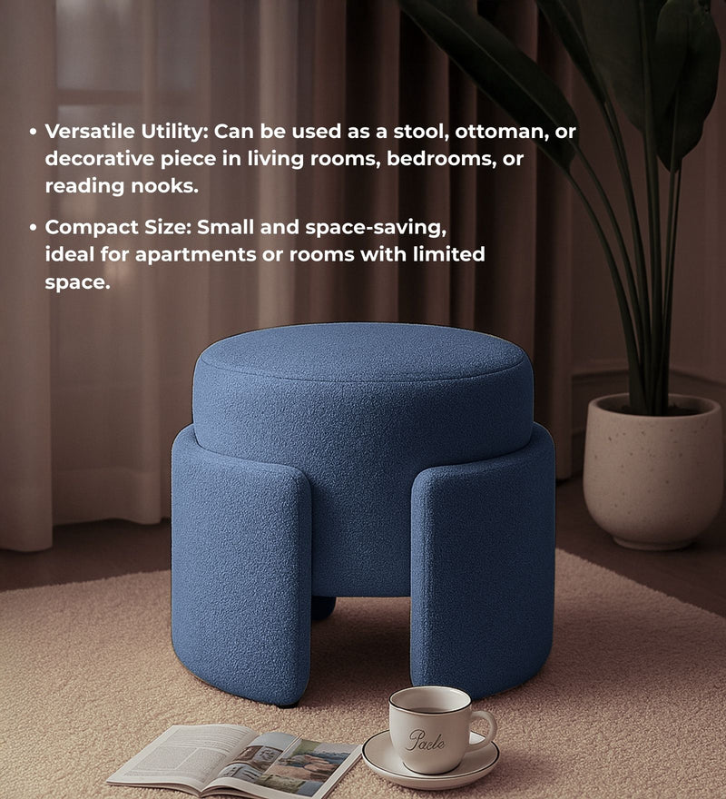 Paradiso Fabric Pouffe In Denim Blue Colour