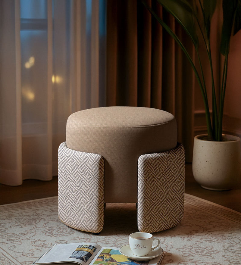 Paradiso Fabric Pouffe In Geowave Taupe & Claystone Colour