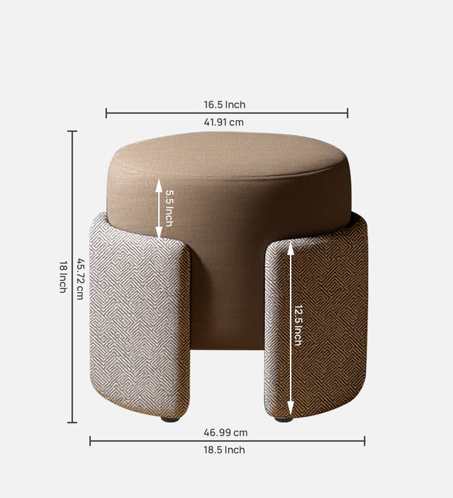 Paradiso Fabric Pouffe In Geowave Taupe & Claystone Colour