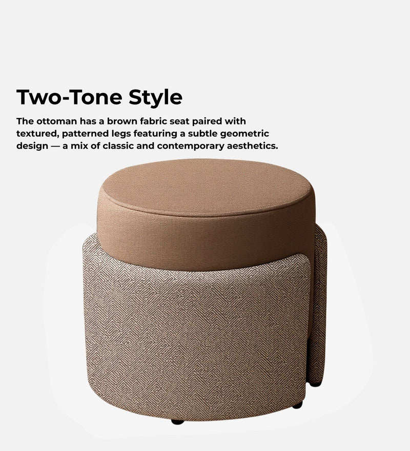 Paradiso Fabric Pouffe In Geowave Taupe & Claystone Colour