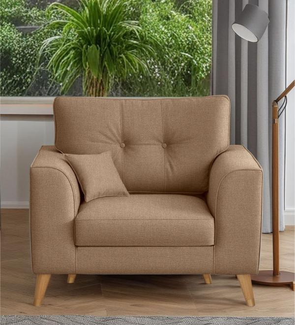 Pedro Nxt Fabric 1 Seater Sofa In Burlap Brown Colour